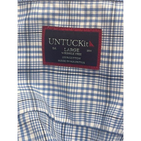 Untuckit Wrinkle Free Long Sleeve Plaid Shirt Size Large - Picture 8 of 10